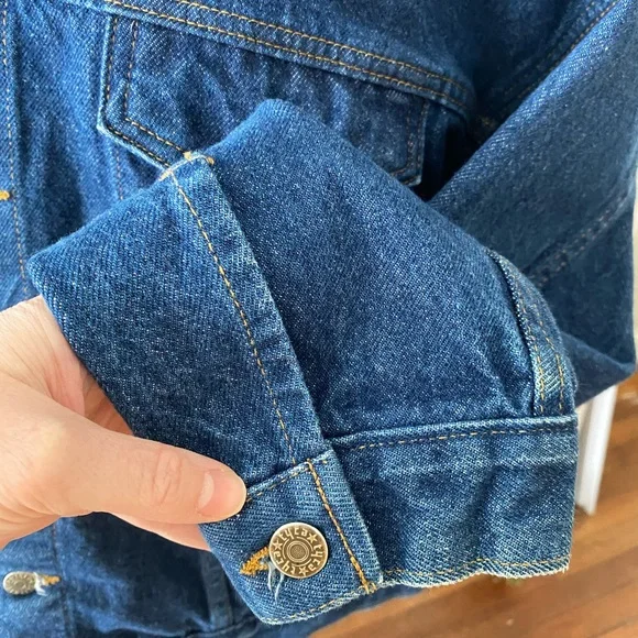 Vtg Tyca Union Made American Legion Riders Dark Wash Denim Jean Trucker Jacket L - Picture 5 of 10